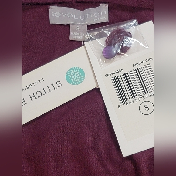 EVOLUTION BY CYRUS Ancho Chili Burgandy Open Front Cardigan Sweater Size Small - Picture 2 of 9